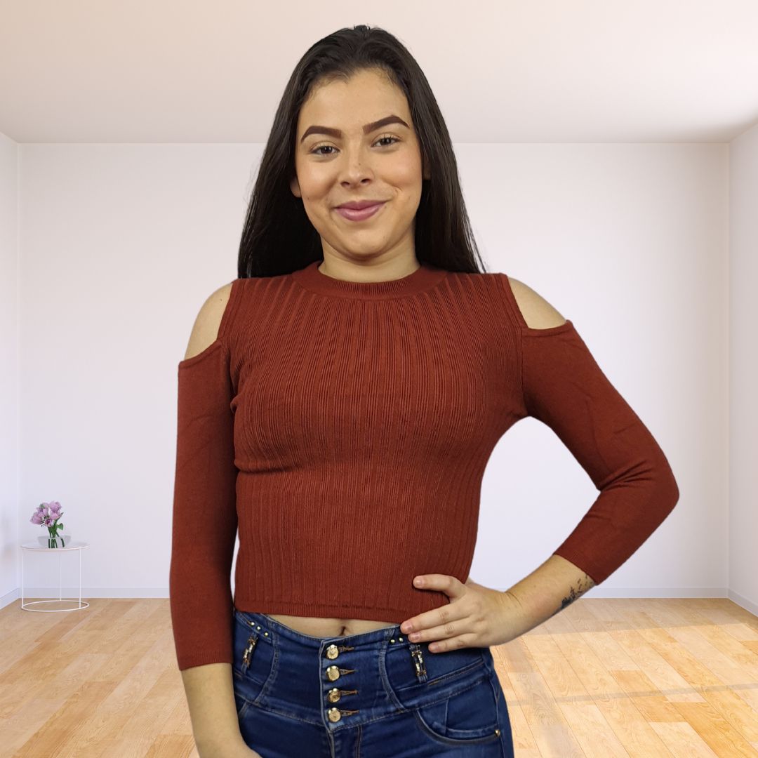 Blusa Vero Moda Marron Style SUNNY 3/4 KNIT(BT)