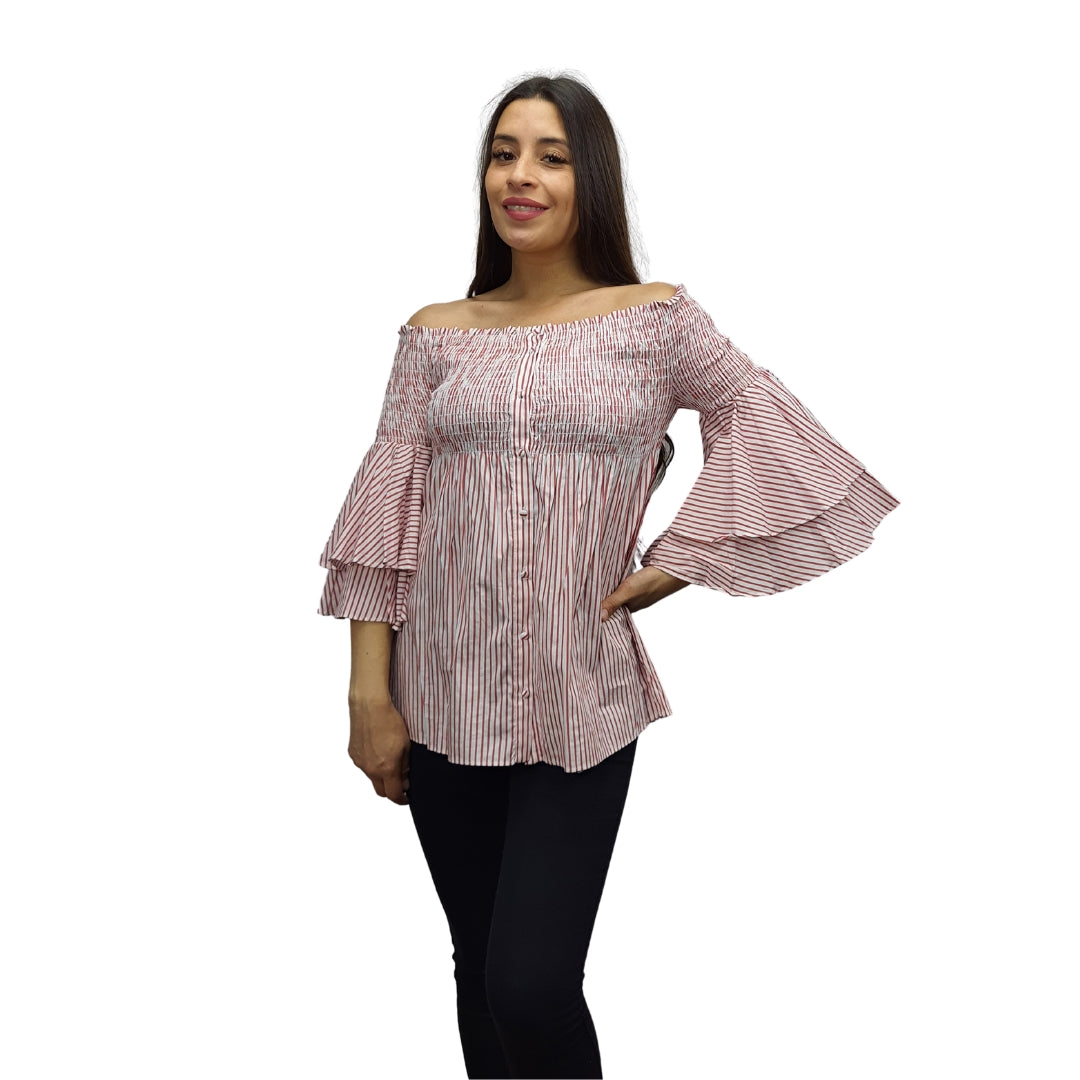 Blusa Vero Moda Rojo Style GIMP STRIPE 3/4 SHIRT(NC)