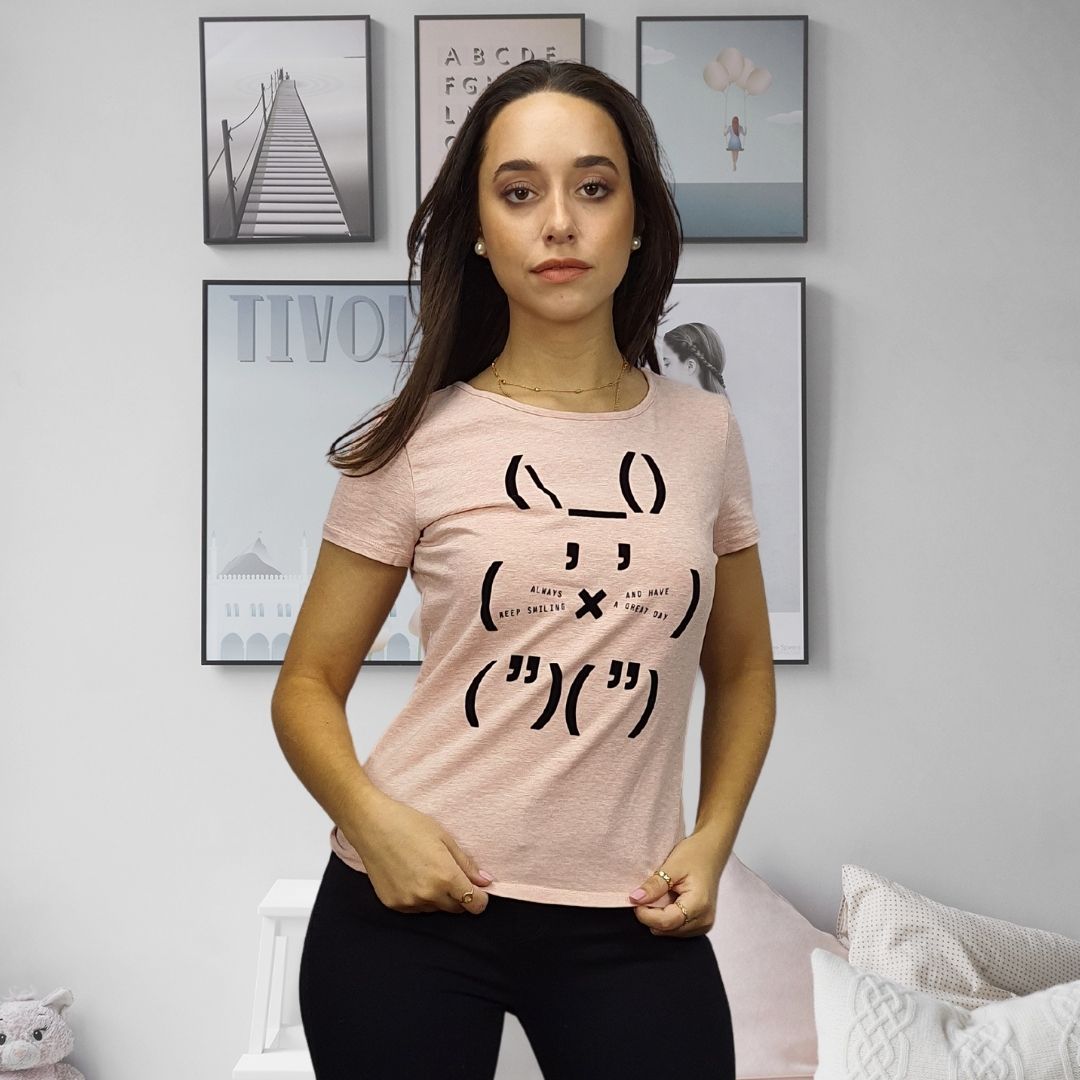Polera Vero moda Rosado Style SMILE S/S TOP(MP)
