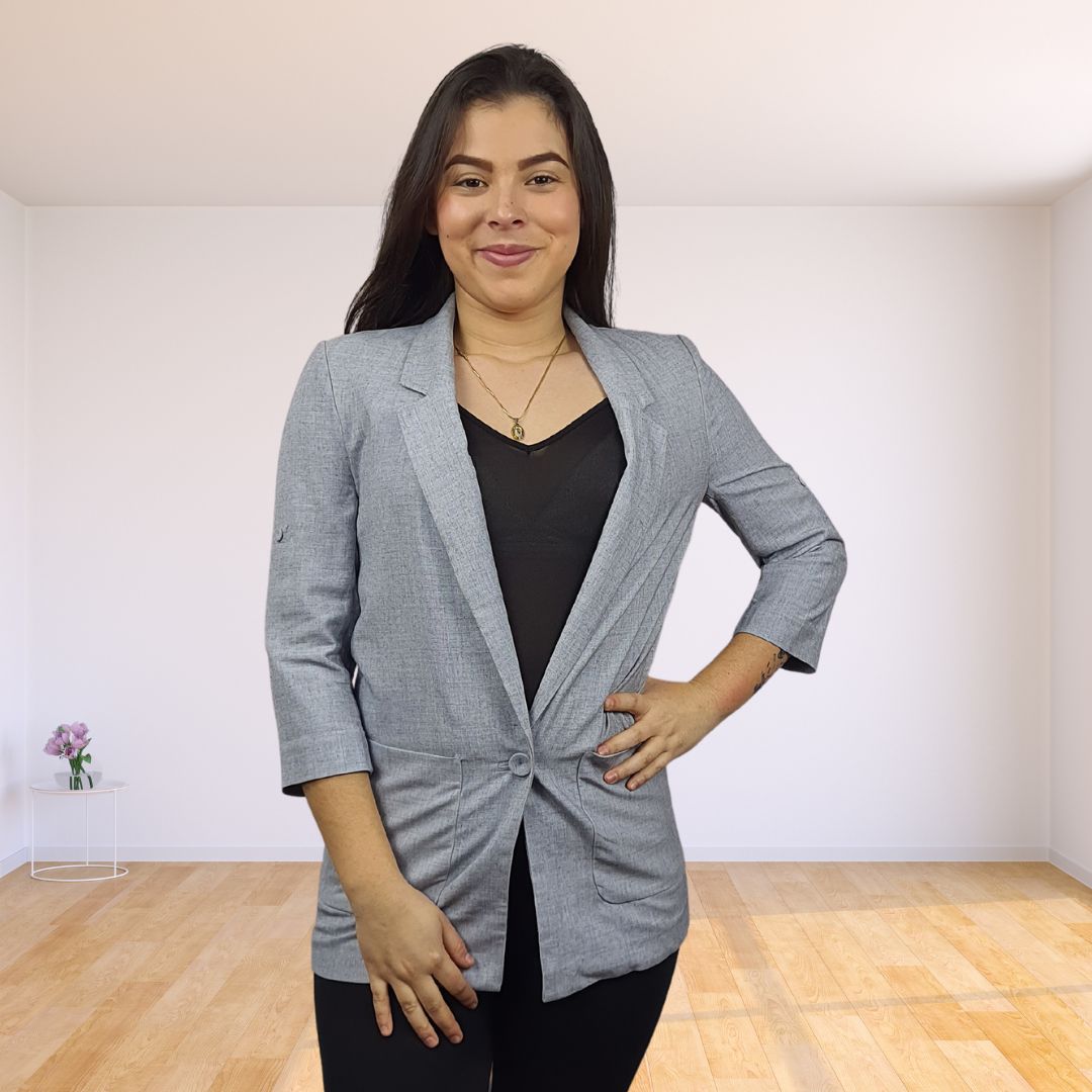 Blazer Vero Moda Gris Style VANESSA MELANGE 3/4 BLAZER(VMC-TP)