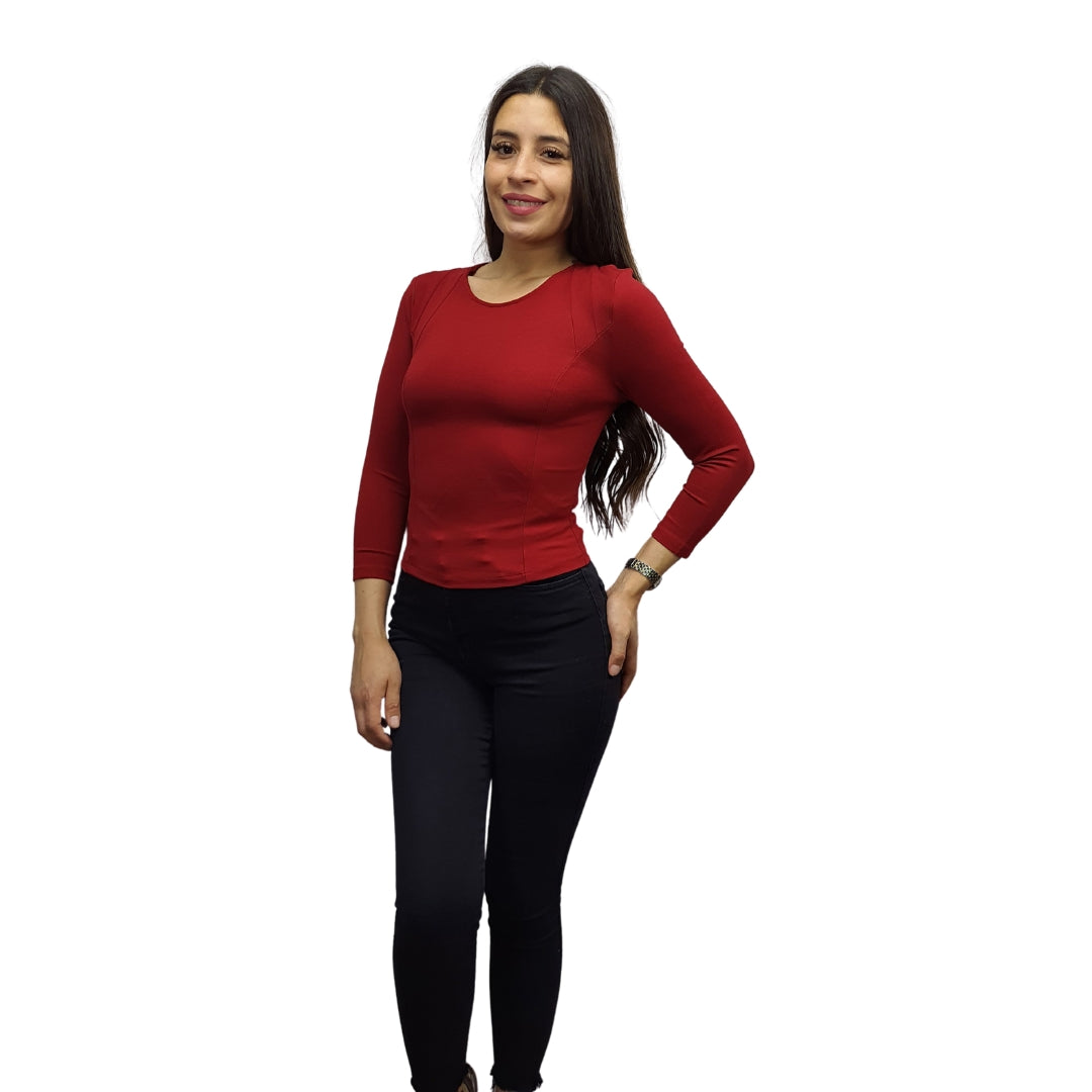 Blusa Vero Moda Burdeo Style ZENE 3/4 TOP(HH)