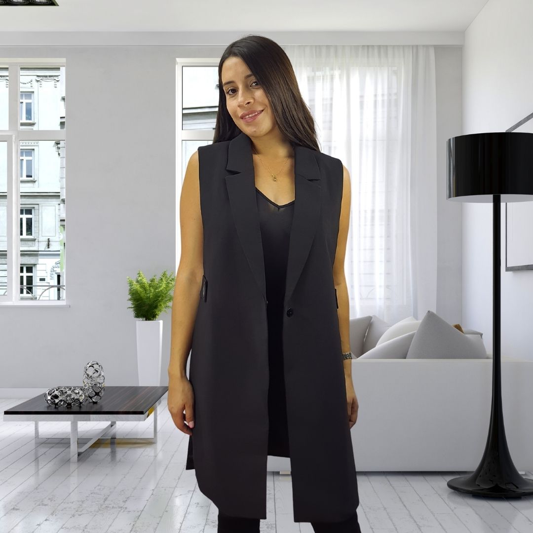 Blazer Vero Moda Negro Style ROSALIE WAISTCOAT(VMC-NC)