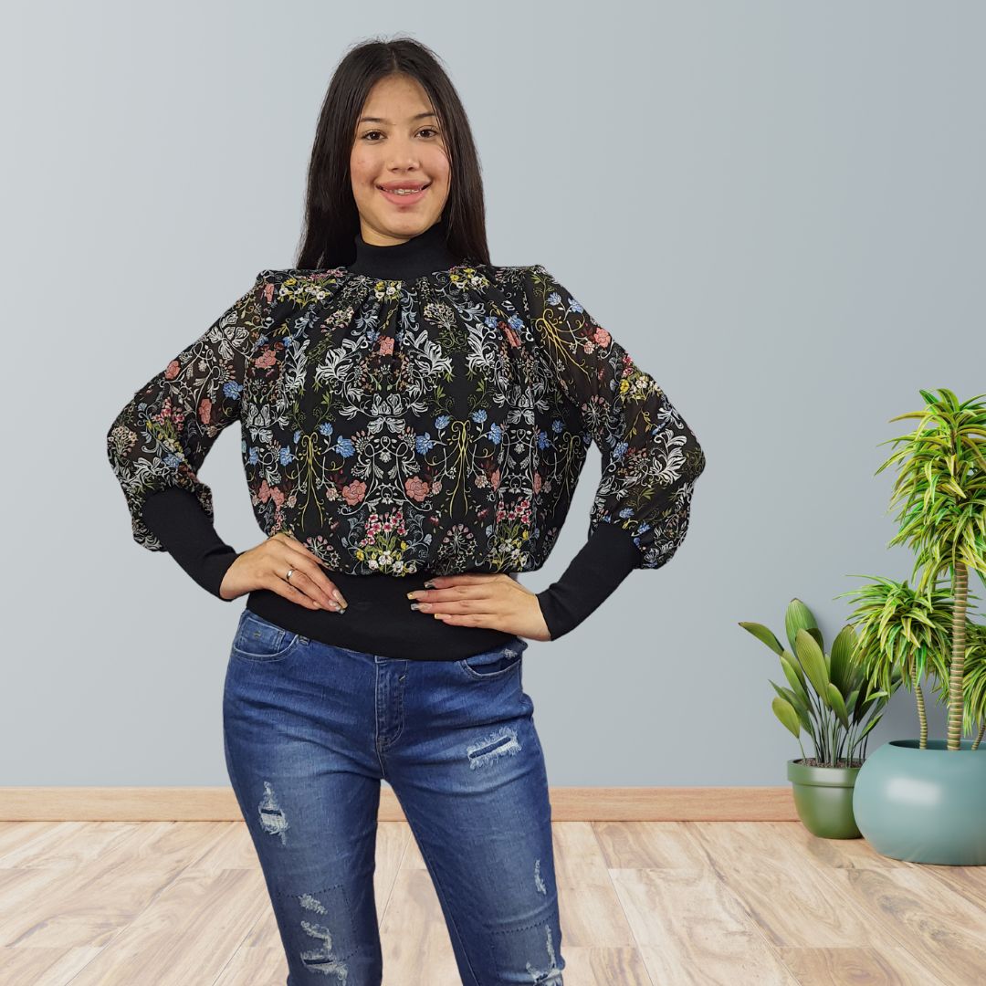 Blusa Vero Moda Negro Style JENNIFER L/S TOP(DR)