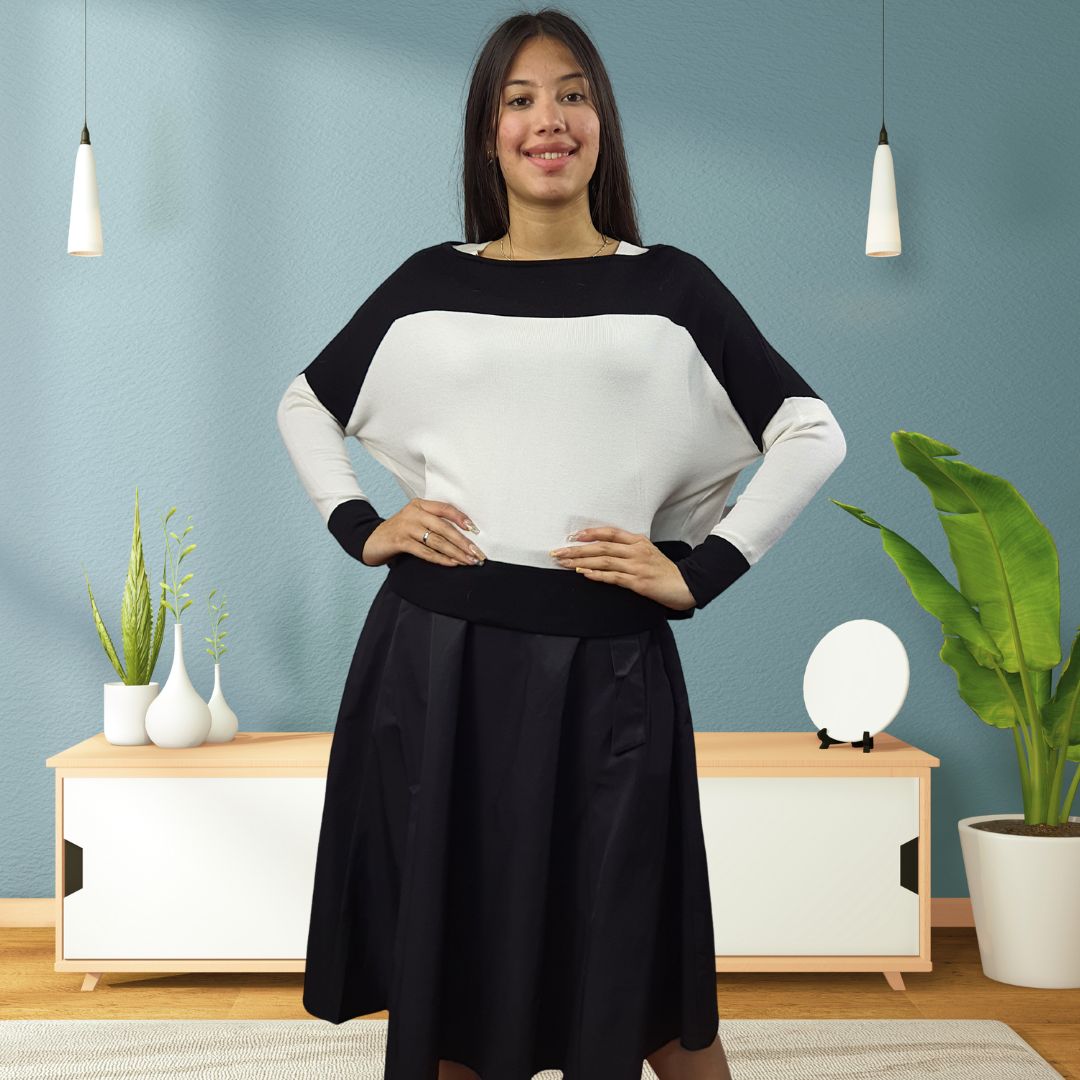 Sweater Vero Moda Blanco y Negro Style CONTRAST L/S KNIT(VMC-PM-EC-1)