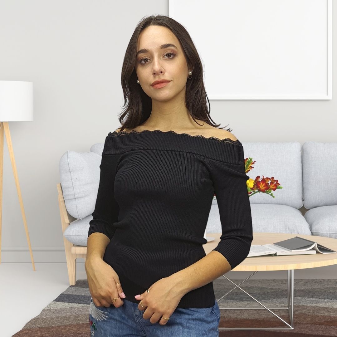 Blusa Vero moda Negro Style SHARIN 3/4 KNIT(EL)