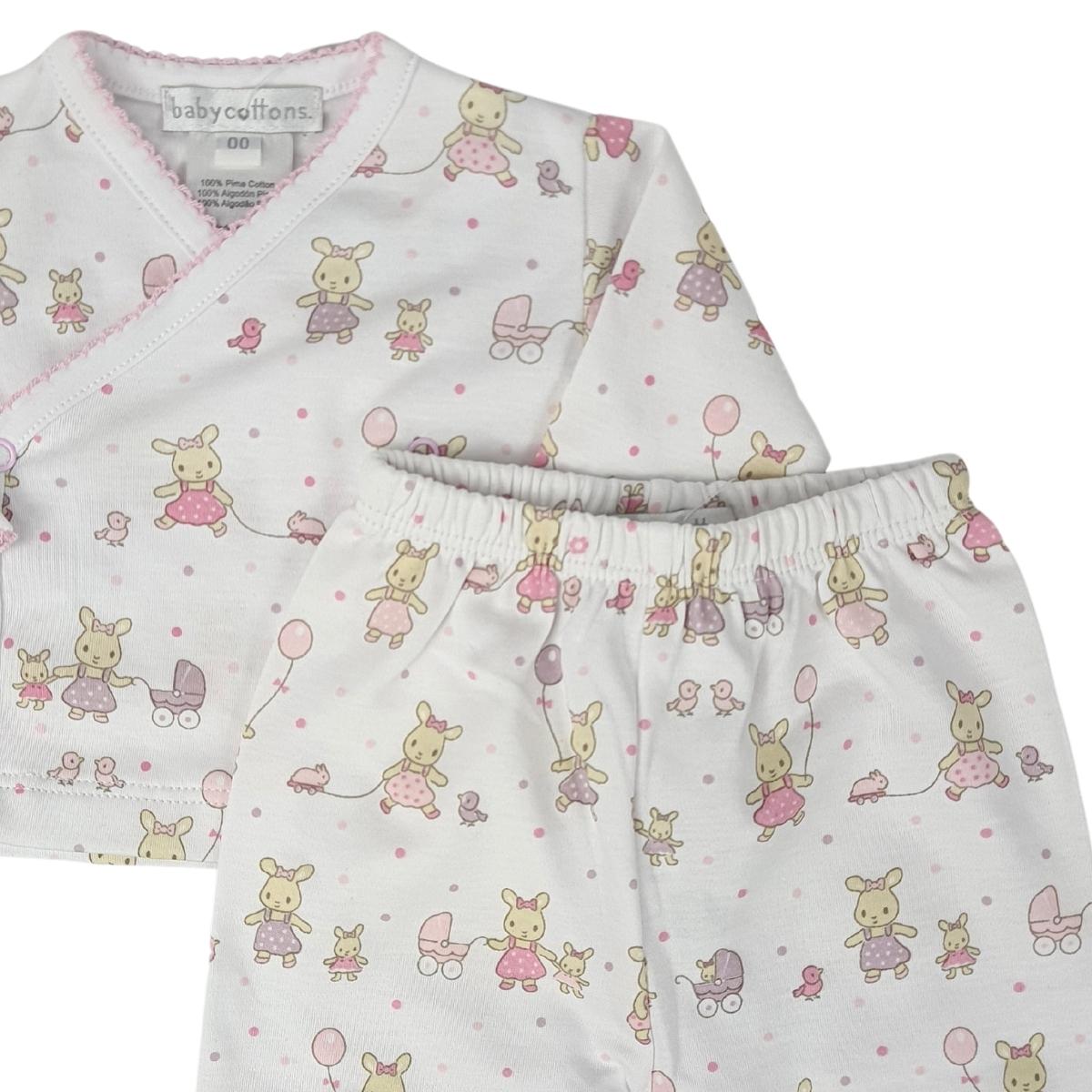 Pijama Set Baby Cottons Bunnies Batita ML Ranita C/pie Blanco Rosa