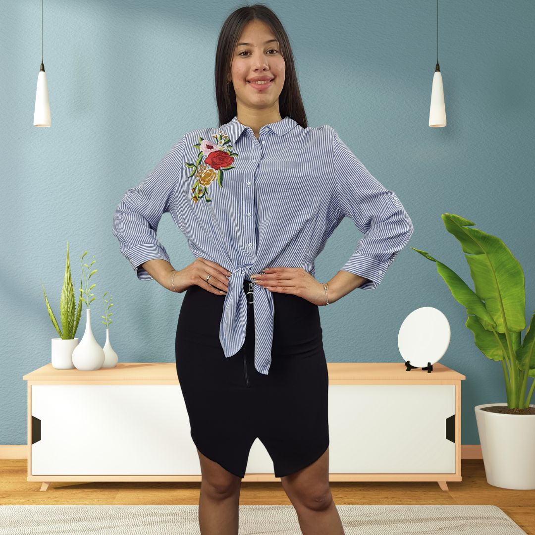 Blusa Vero Moda Azul Style JASSIE 3/4 SHIRT(NN)