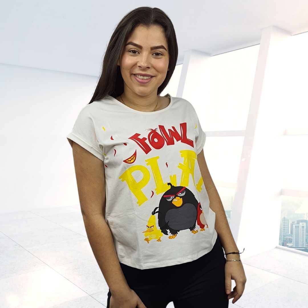 Polera Vero Moda Blanco Style EC ANGRY BIRD SUNSHINE S/S TOP(MP)