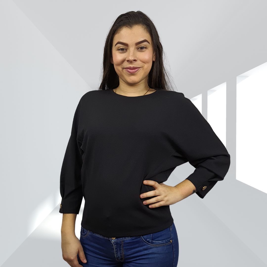 Blusa Vero Moda Negro Style SUNNIE 7/8 TOP(UM)