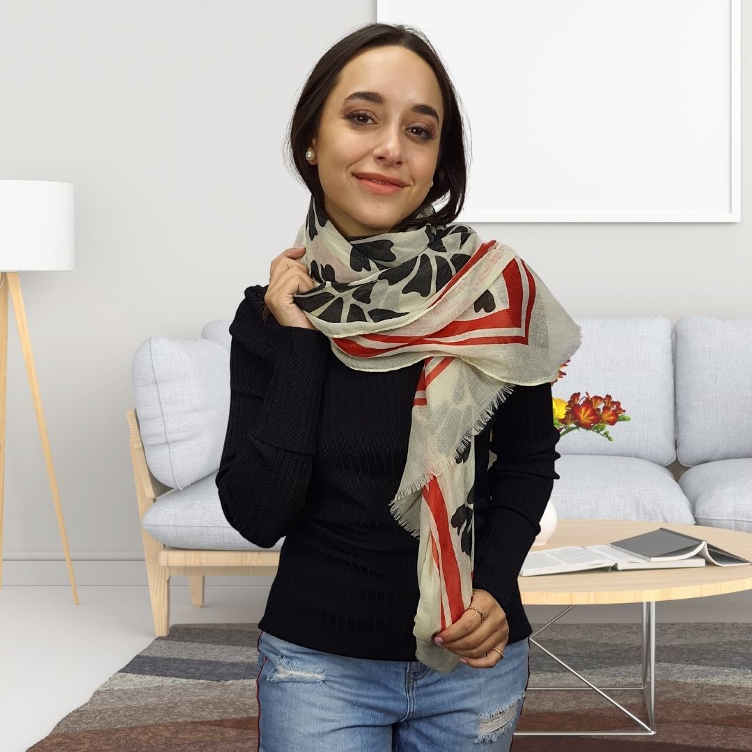 Pashmina Bufanda Rapsodia Geometric Moon Rojo