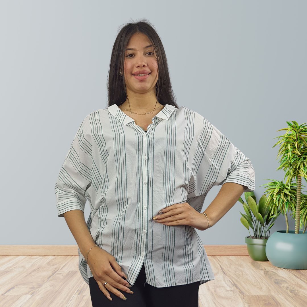 Blusa Vero Moda Verde Style FREDA 1/2 SHIRT(SL)