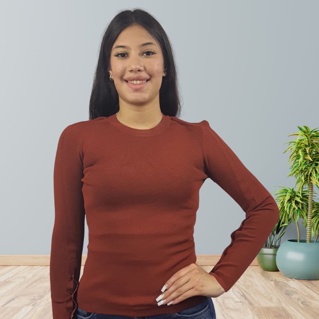 Blusa Vero Moda Marron Style BELLA L/S KNIT(VMC-UM)