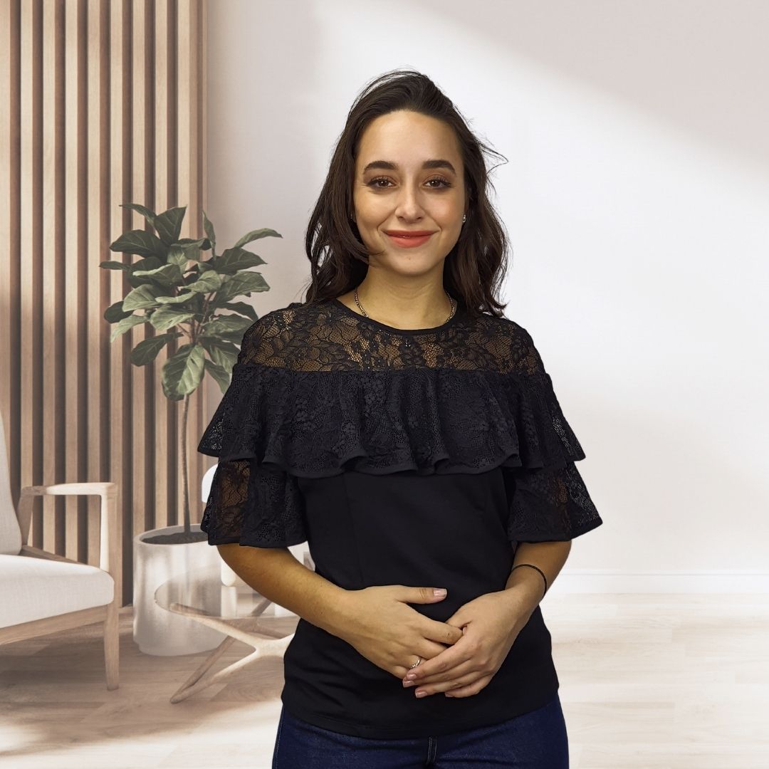 Blusa Vero Moda Negro Style DODGE 1/2 JERSEY TOP(VMC-HH)