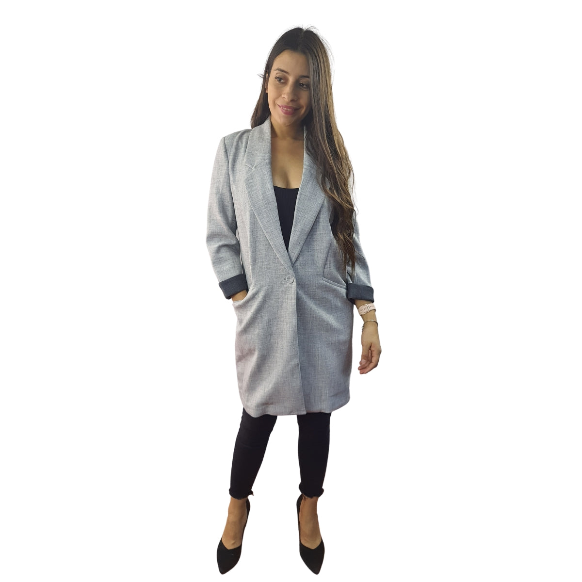 Blazer Vero Moda Gris Claro Style VIVANNA 7/8 BLAZER(VMC-EL)