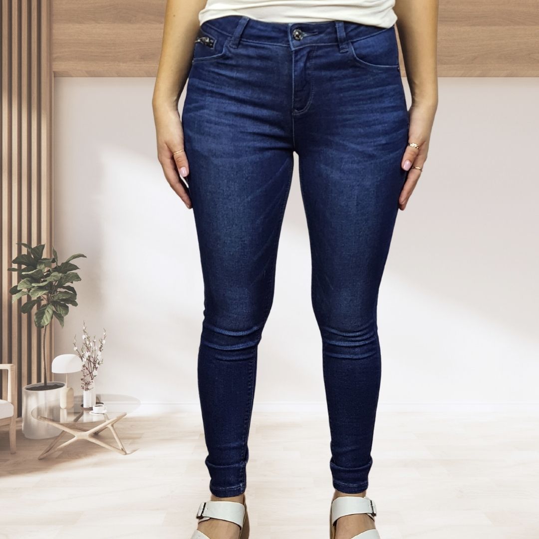 Pantalón Vero moda Azul Oscuro Style COFFEE MW X-SLIM JEANS(CP)