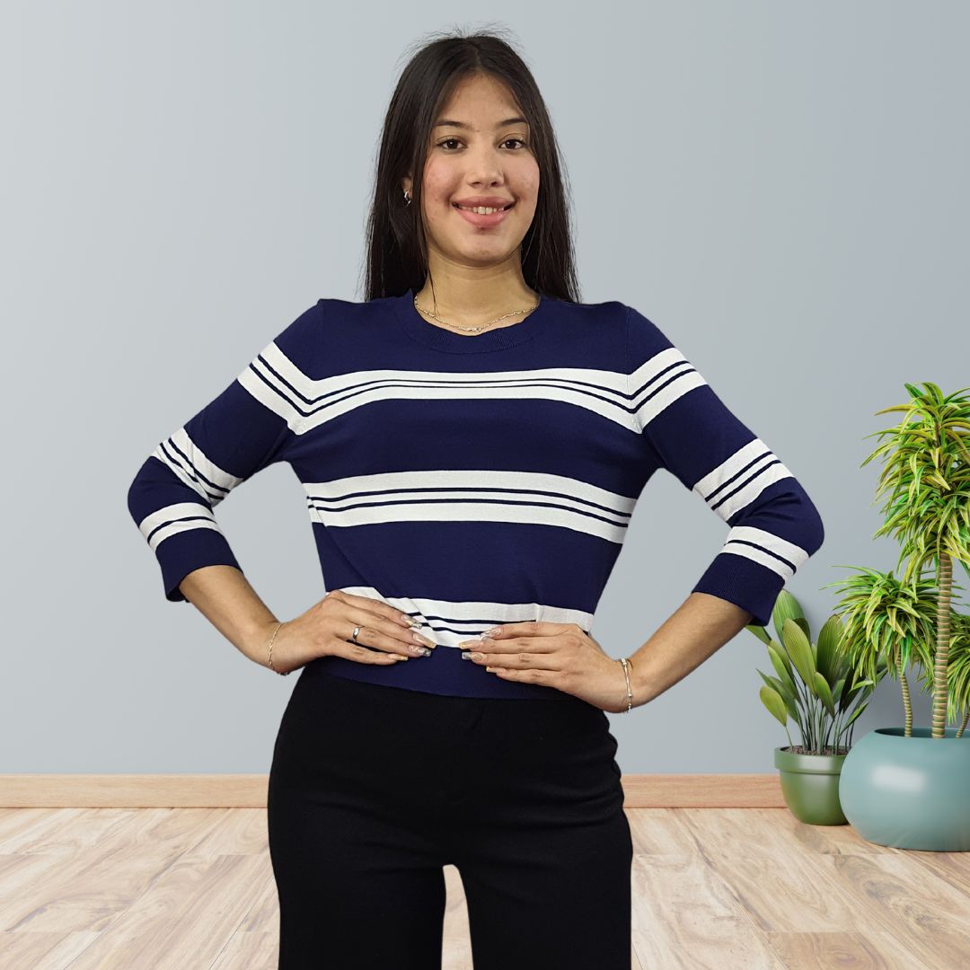 Blusa Vero Moda Azul Style ALL 3/4 KNIT(UM)