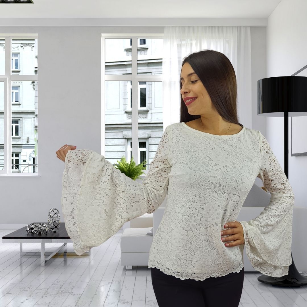 Blusa Vero Moda Blanca Style DOLCE LACE L/S TOP(NR)