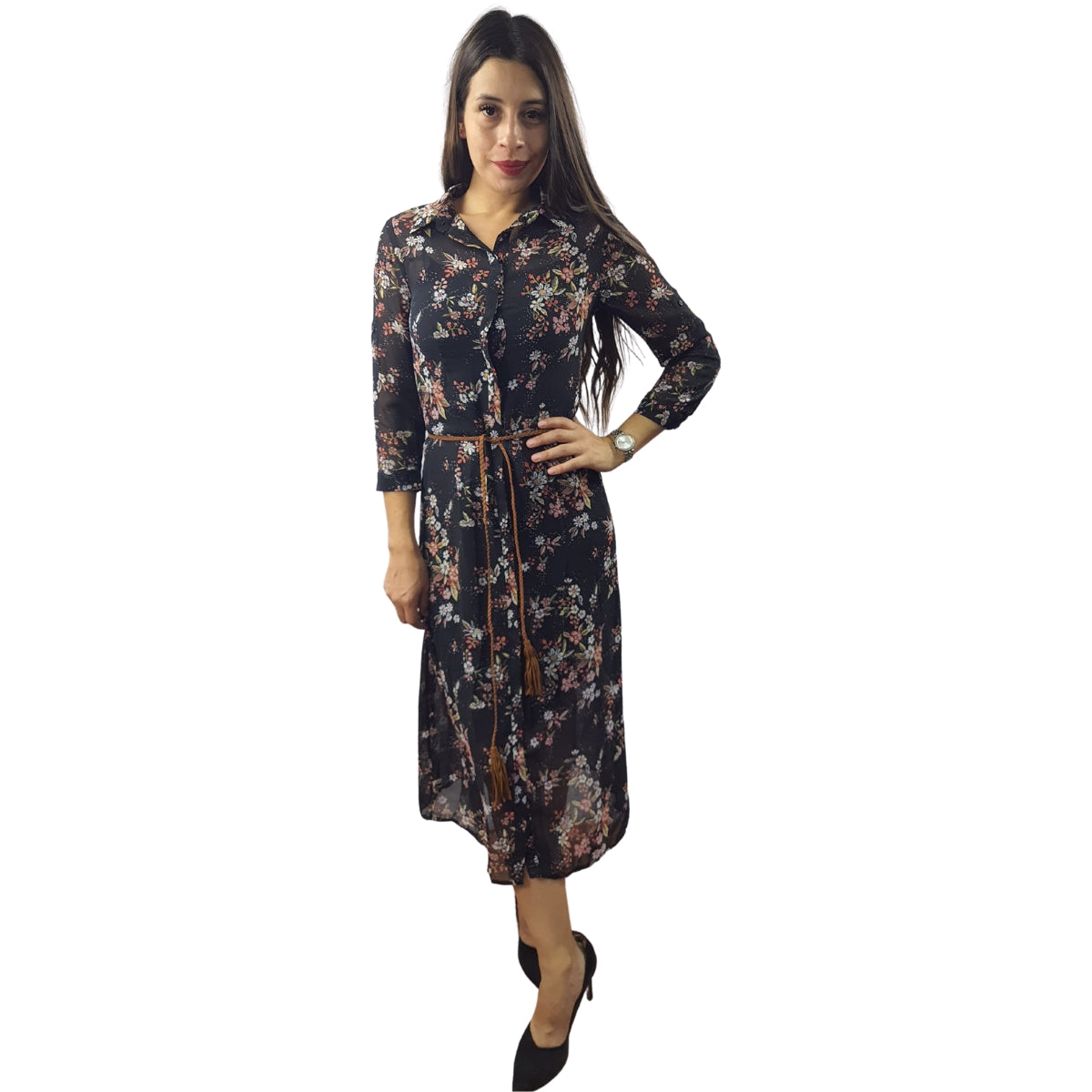 Vestido Vero Moda Negro Style LOGRONO 3/4 LONG SHIRT SET(VMC-NN)
