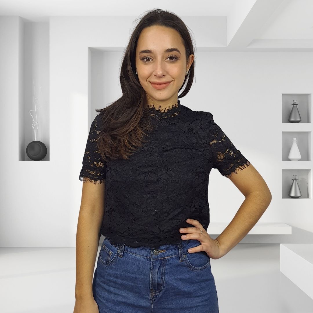 Blusa Vero Moda Negro Style RUTH S/S JERSEY TOP(VMC-HH)