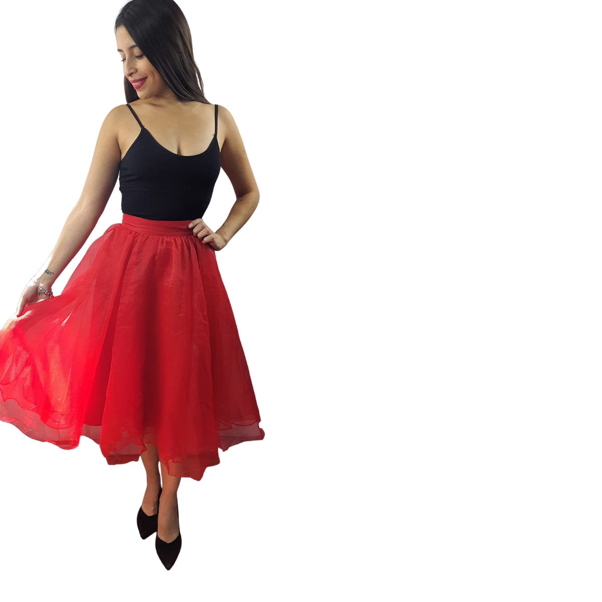 Falda Vero Moda Rojo Style SWEET MIDI SKIRT(TP-ET-3)