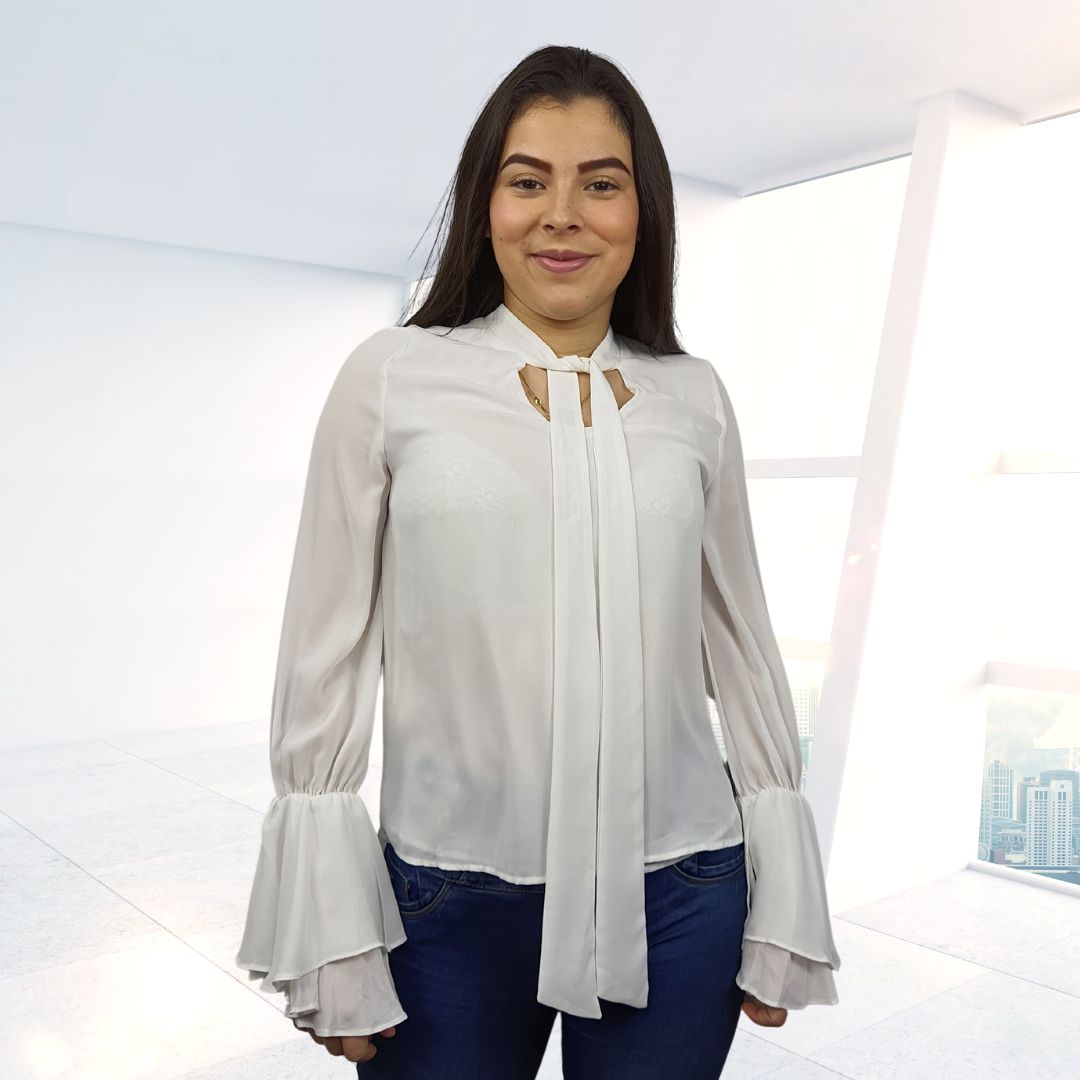 Blusa Vero Moda Blanco Style MELODY L/S WOVEN TOP(VMC-PF)