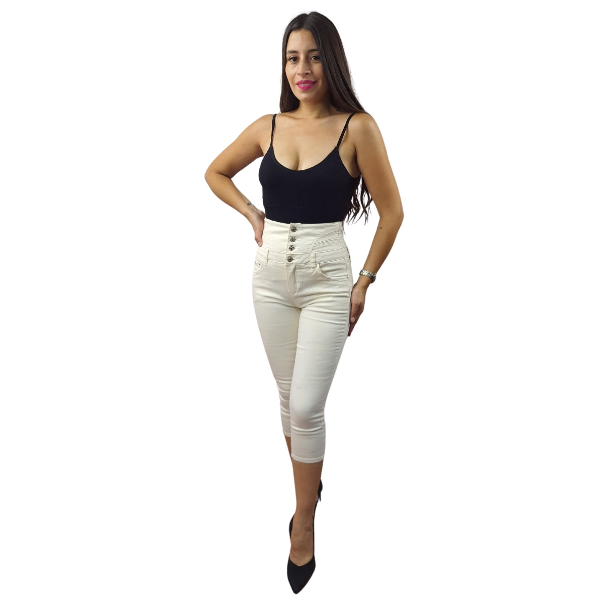 Pescador Vero Moda Blanco Style MOUNTAIN 3/4 HW X-SLIM JEANS(TP-EC-1)