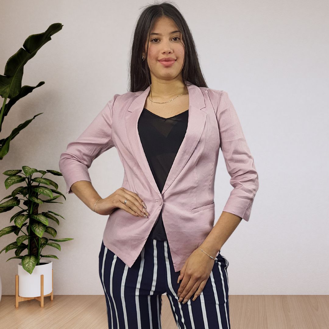 Blazer Vero Moda Rosa Vieja Style LINEN 3/4 BLAZER(VMC-NN)