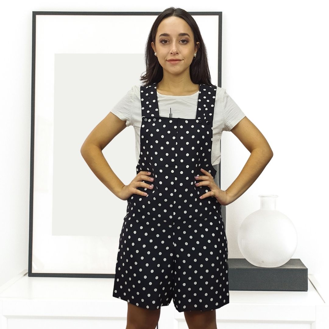 Enterito Vero Moda Negro Style PINK DOTS CATSUIT SHORTS(PM-ES-3)