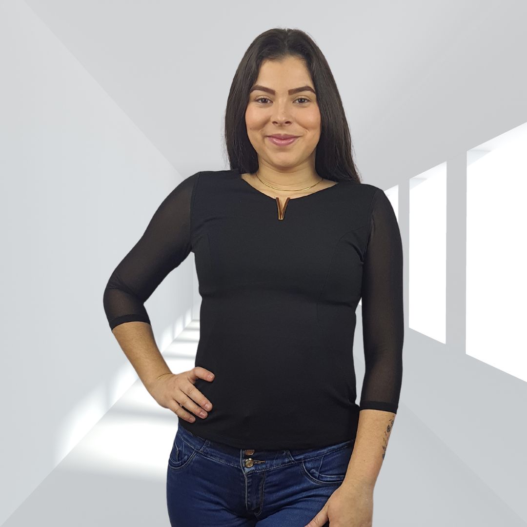 Blusa Vero Moda Negro Style TIFFANY 3/4 JERSEY TOP(VMC-UM)