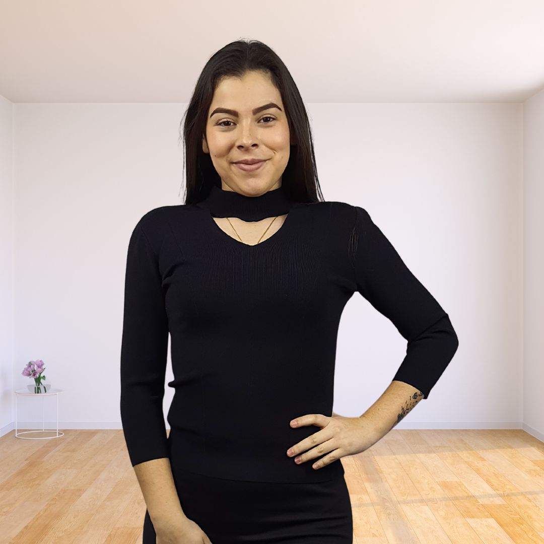 Blusa Vero Moda Negro Style TEAM 3/4 KNIT(VMC-UM)