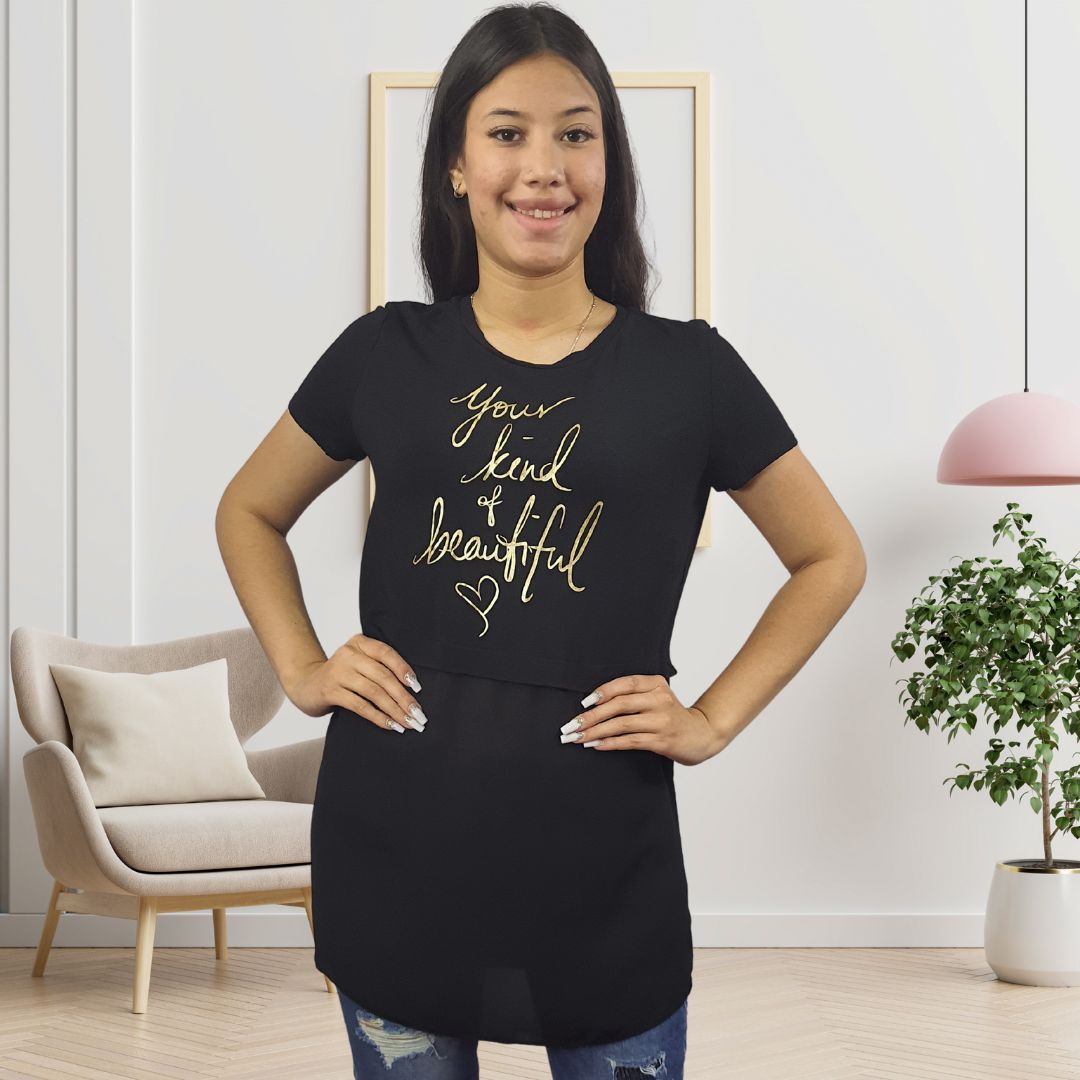 Polera Vero Moda Negro Style NOD H S/S TOP(CR)