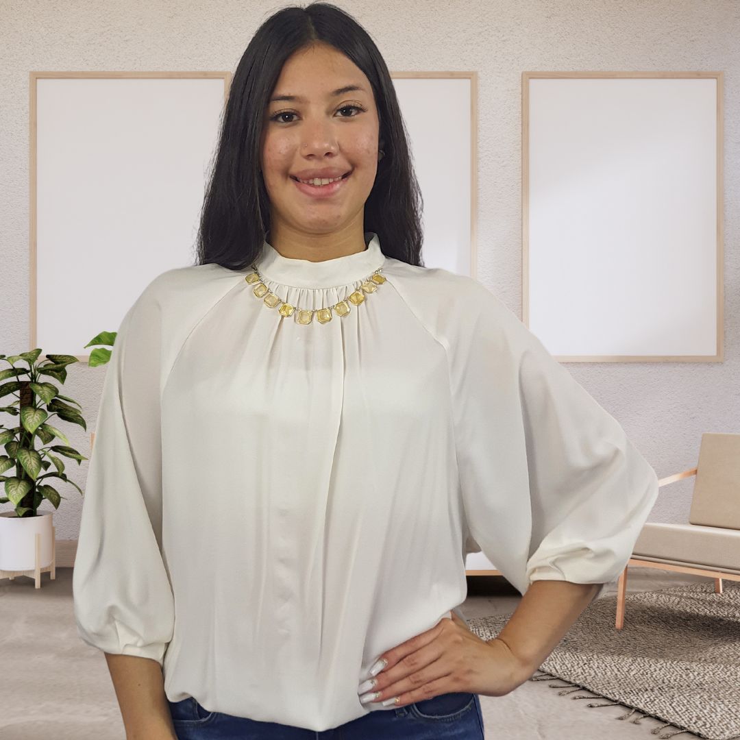 Blusa Vero Moda Blanco Style FEB WINE 3/4 TOP(VMC-BN-ET-2)