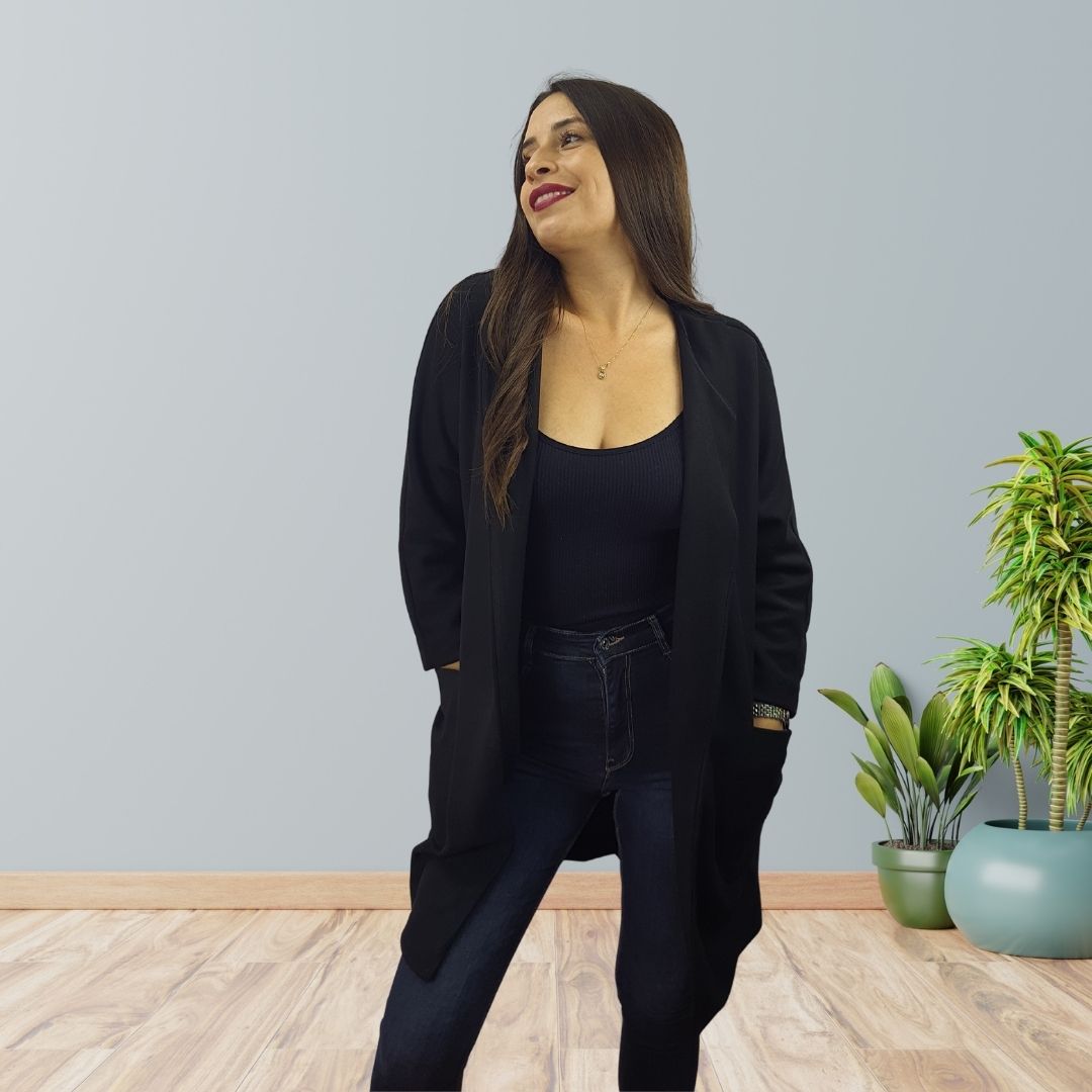 Blazer Vero Moda Negro Style NIGEL 7/8 SWEAT COAT(UM)