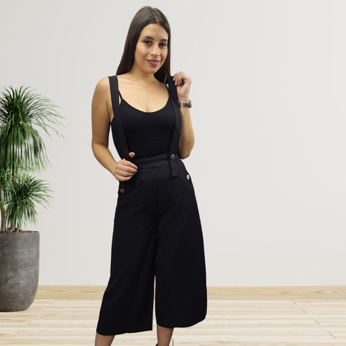 Pantalon Vero Moda Negro Style CHOCOLATE 7/8 WIDE PANTS(MW-ET-3)
