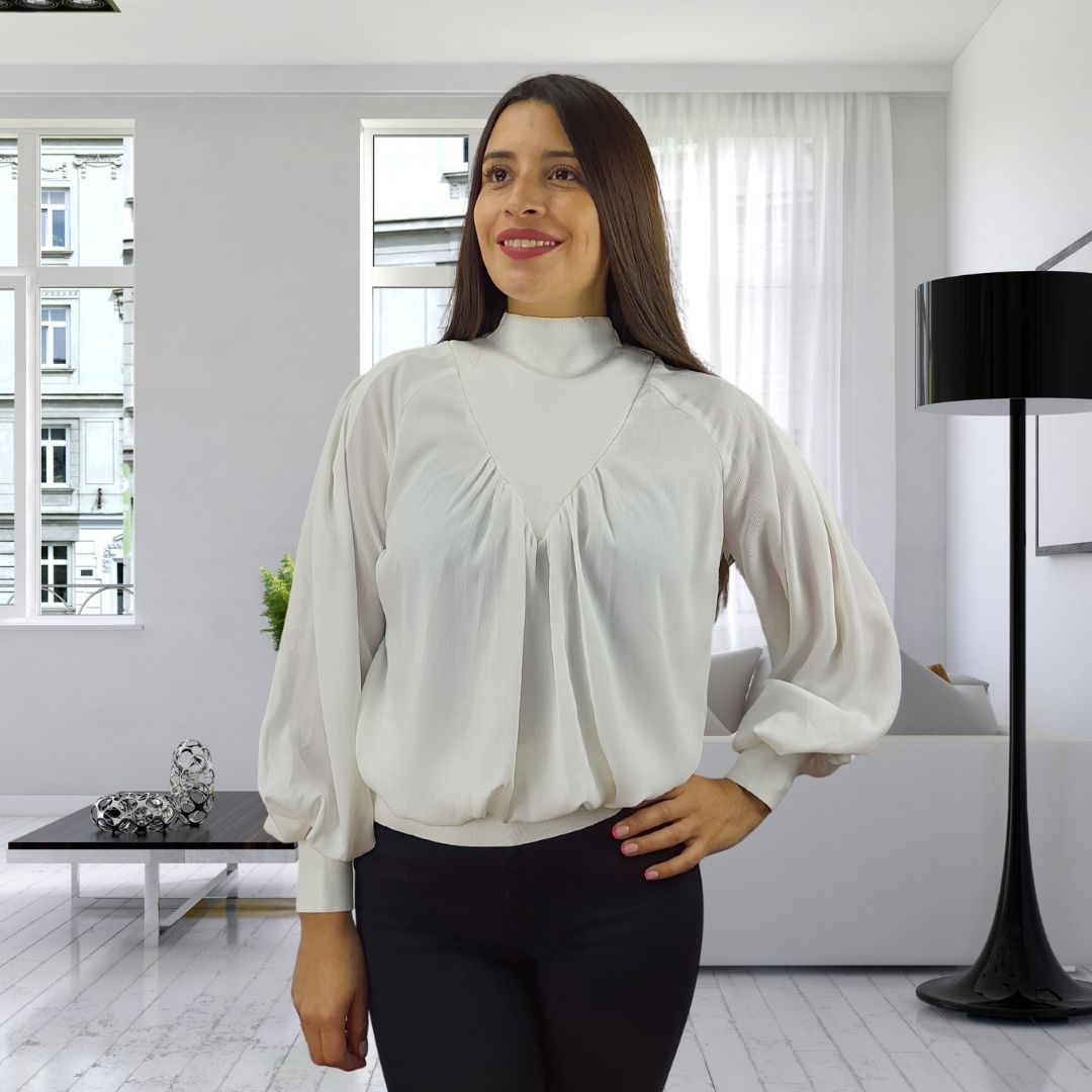 Blusa Vero Moda Blanca Style AVRIL L/S WOVEN TOP(VMC-PF)