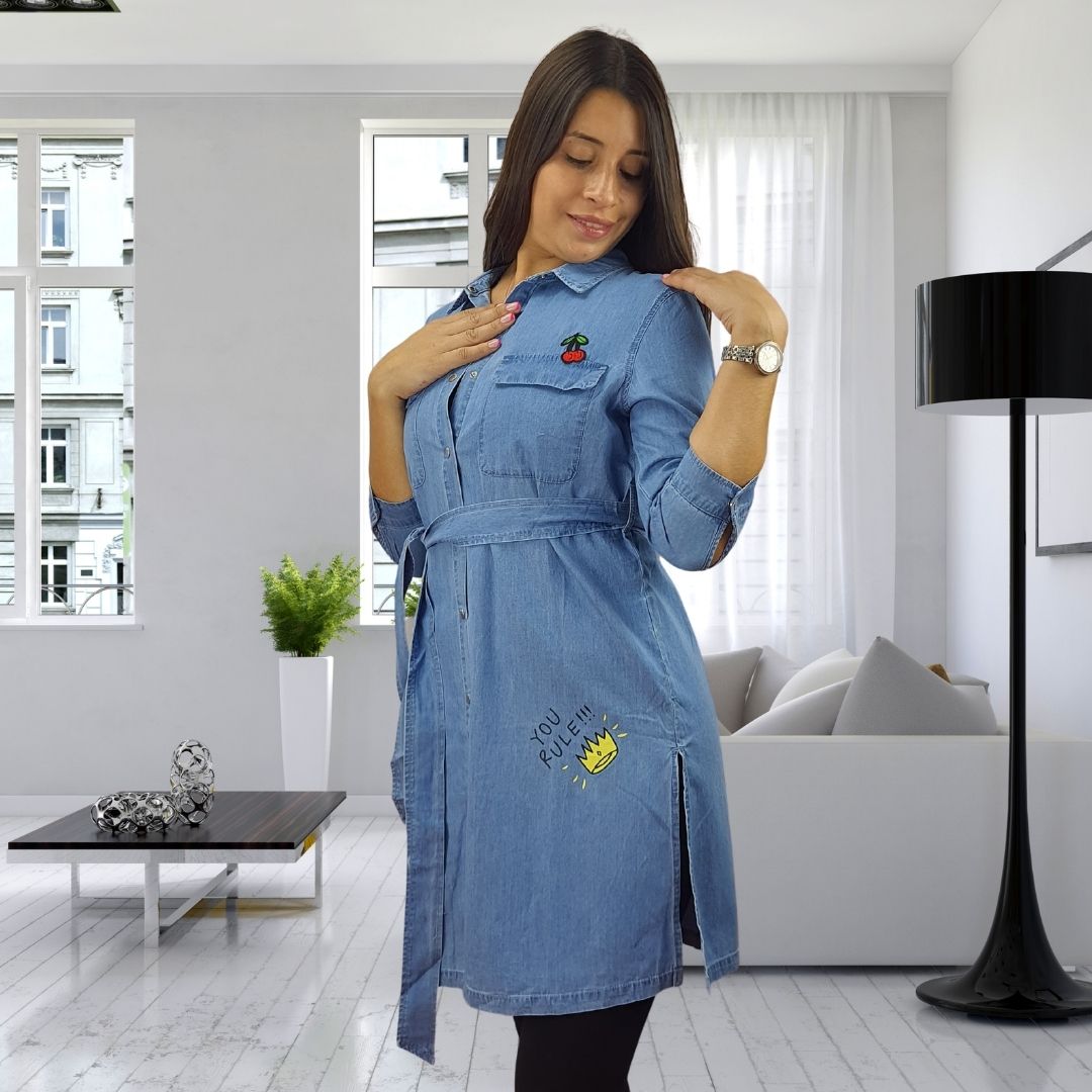 Camisa Vero Moda Azul Style FRUIT 3/4 DENIM SHIRT(MM)