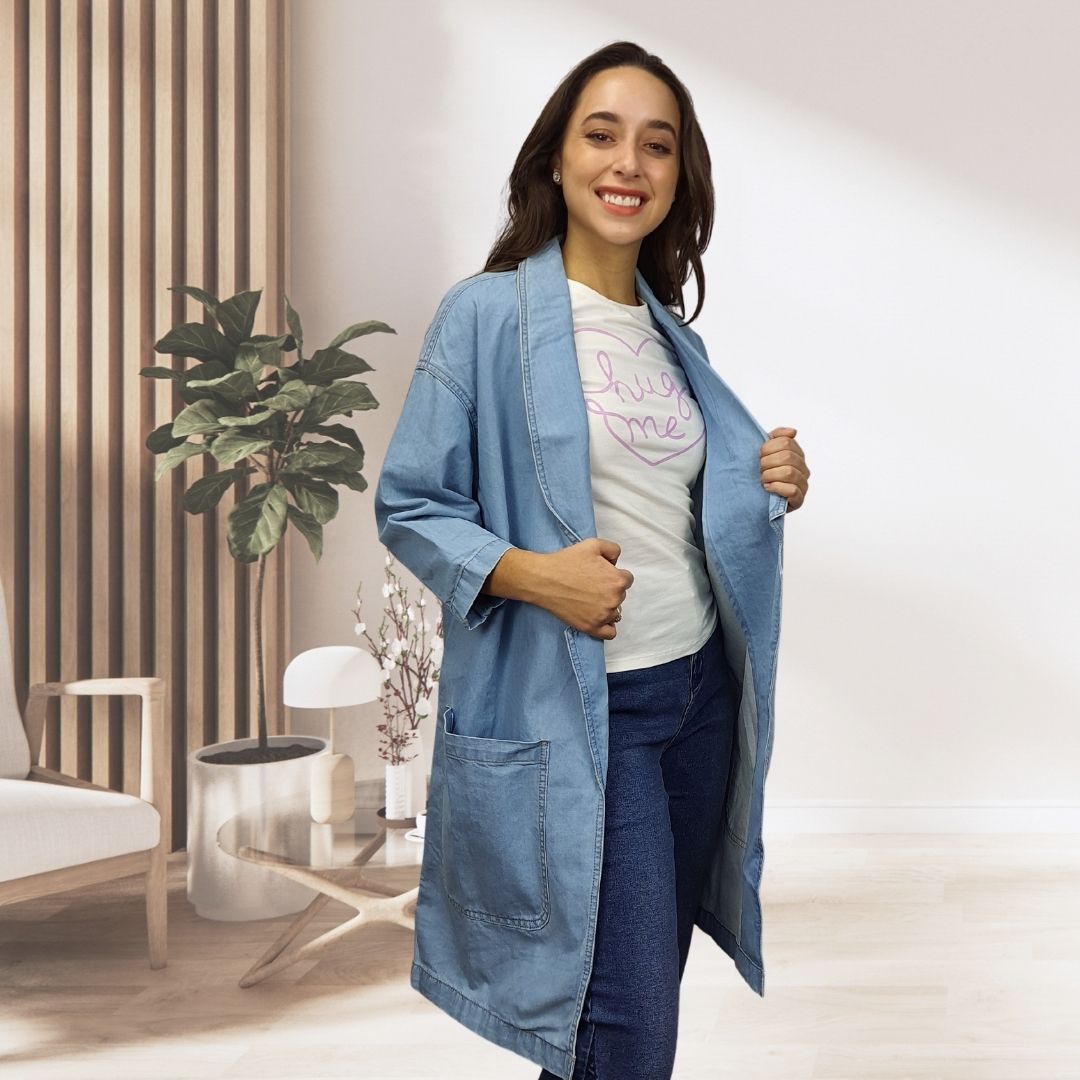 Blazer Vero Moda Azul Style PURE 7/8 SLEEVE DENIM BLAZER(MP)