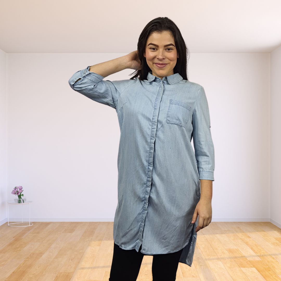Camisa Vero Moda Azul Claro Style ISAAC 3/4 DENIM SHIRT(MW-EC-2)