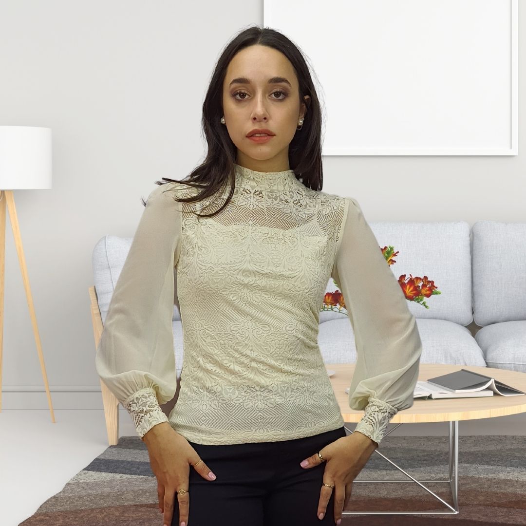 Blusa Vero Moda Blanco Style SARA L/S TOP(VMC-BN-ET-2)