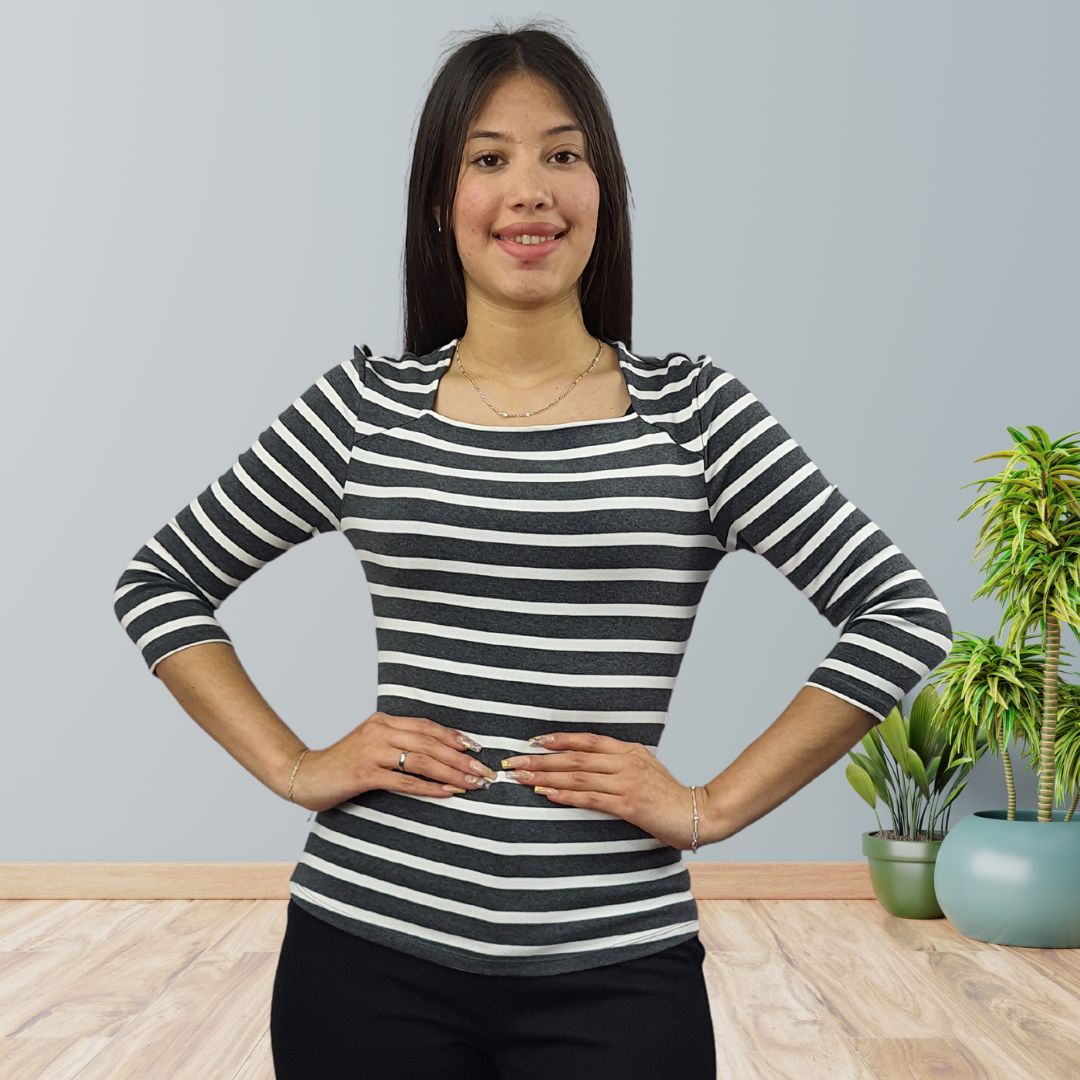 Blusa Vero Moda Gris Style EDI 3/4 TOP(UM)