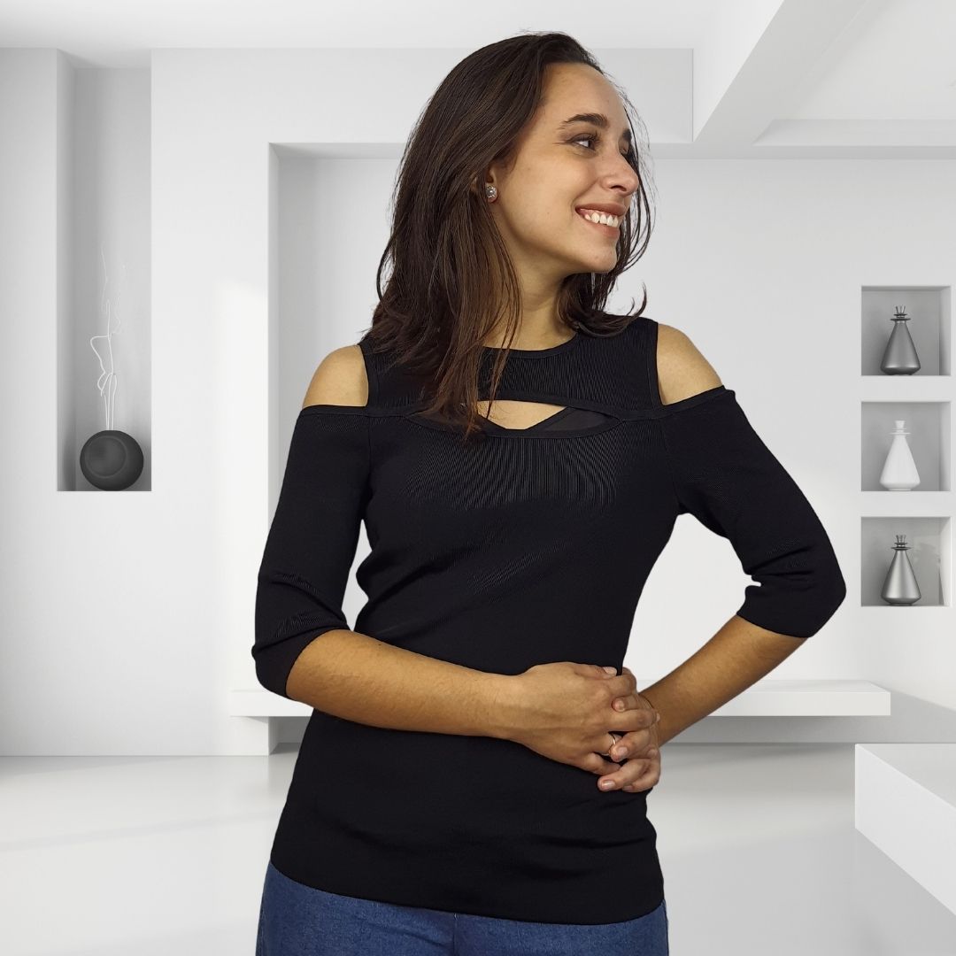 Blusa Vero Moda Negro Style DANCER 1/2 KNIT(VMC-NL)
