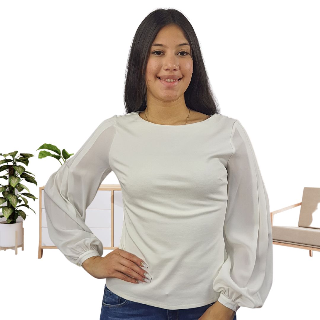 Blusa Vero Moda Blanco Style NAAS L/S JERSEY TOP(VMC-NL)