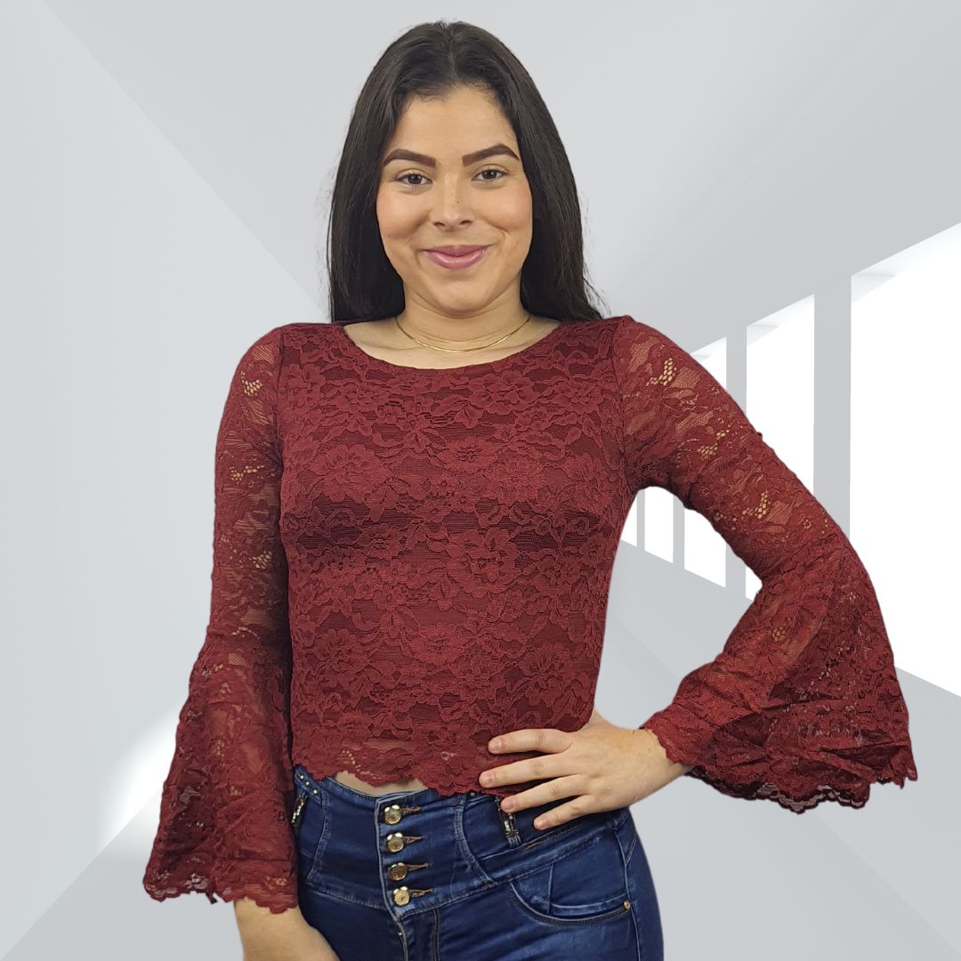 Blusa Vero Moda Burdeo Style KAMA L/S TOP(BT)