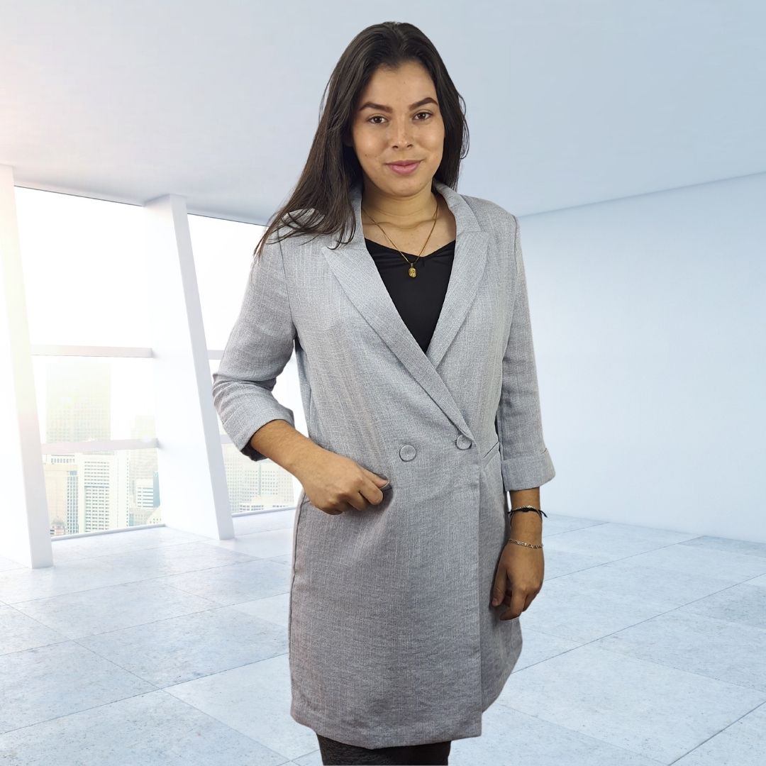 Blazer Vero Moda Gris Style OCEANUS 3/4 BLAZER(VMC-MP)