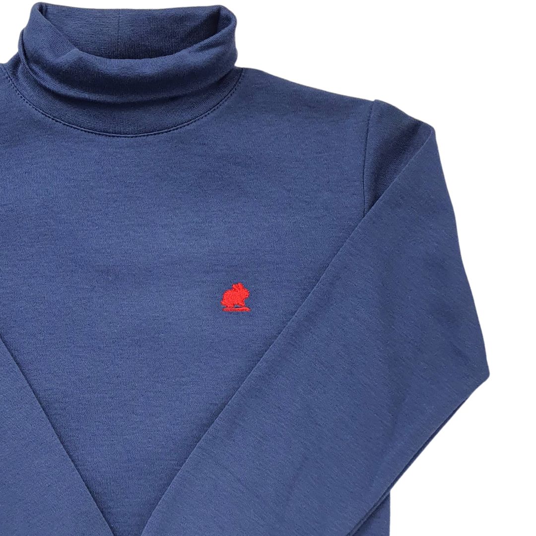 Polera Babycottons Intlk Pima Colors Azul log Rojo
