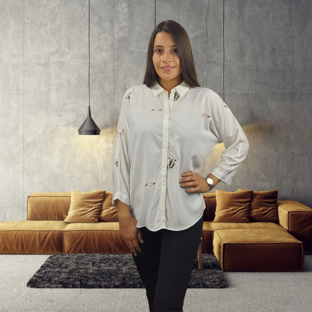 Blusa Vero moda Blanco Style PAEONY 3/4 SHIRT(BJ)