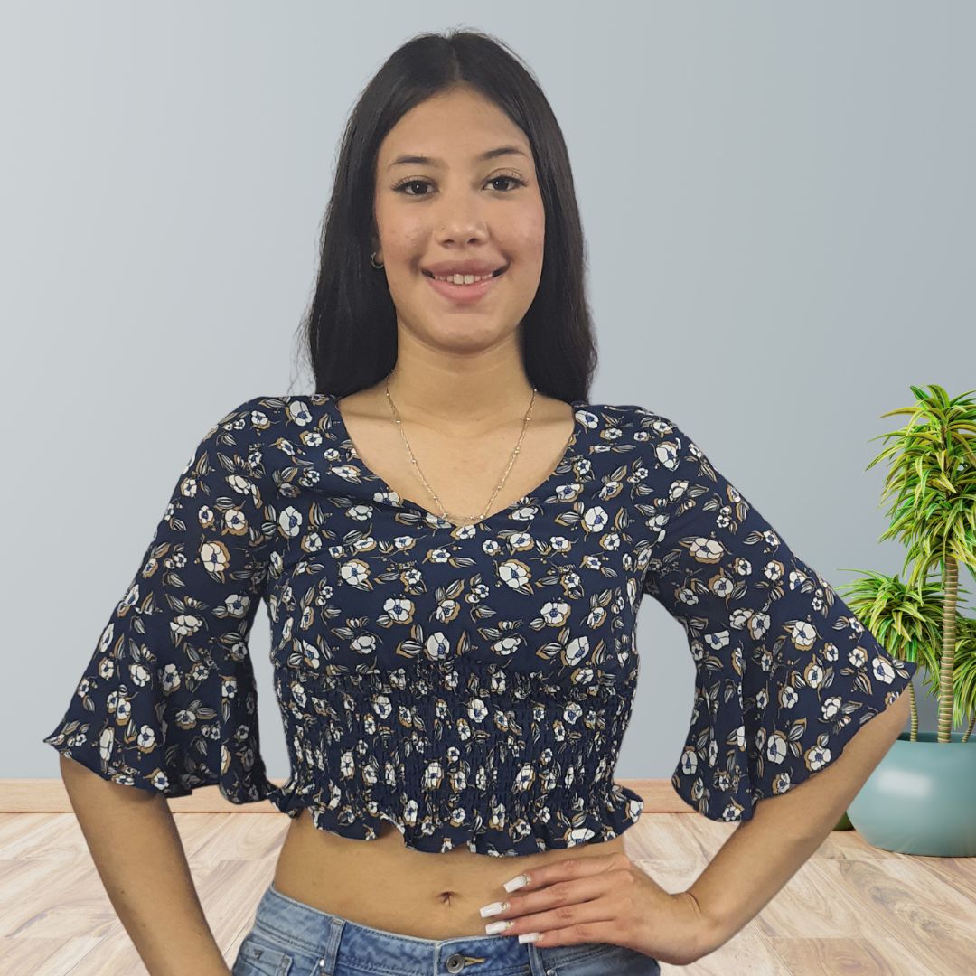 Top Vero Moda Azul Oscuro Style LI 1/2 TOP(HH)