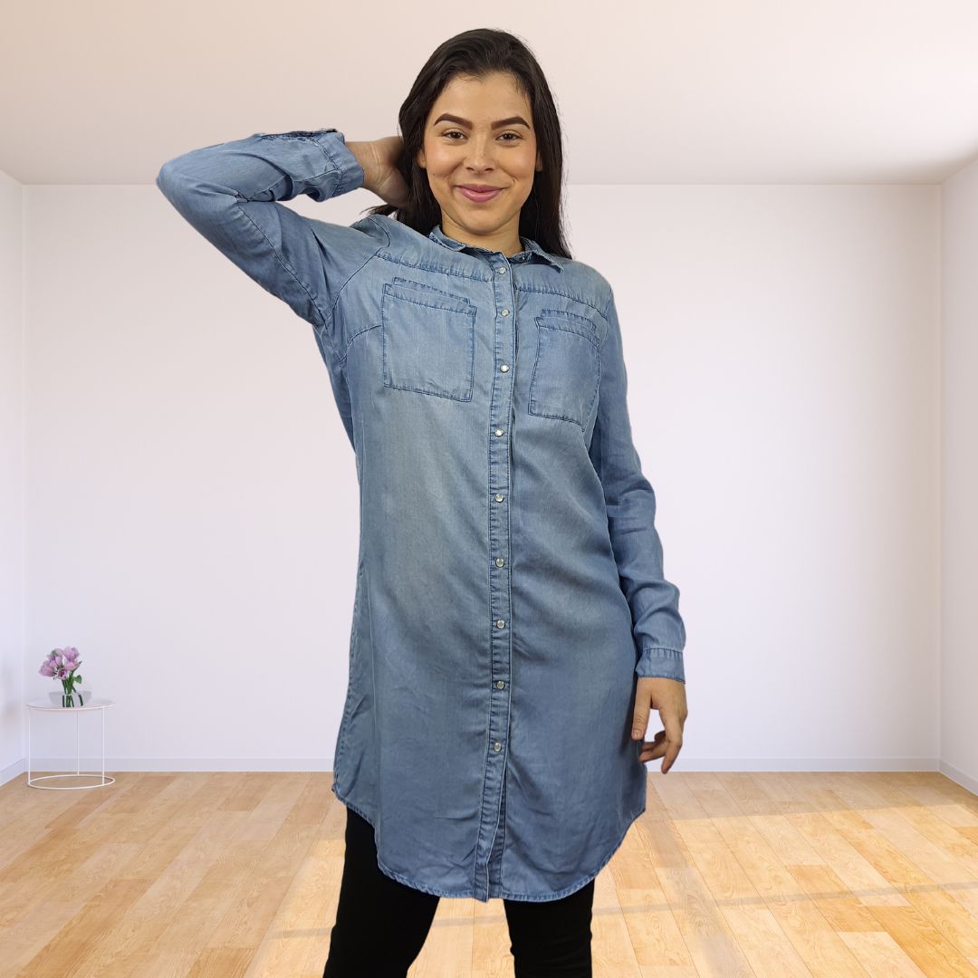 Camisa Vero Moda Azul Claro Style SILENCE 3/4 DENIM SHIRT(BN-CT-2)