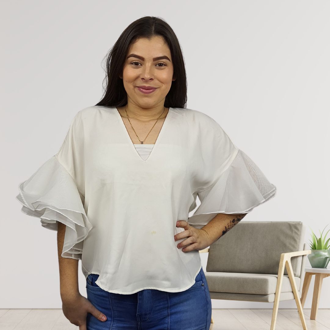 Blusa Veromoda Blanco Style VIVIEN 1/2 TOP SET(VMC-TP-ET-3)