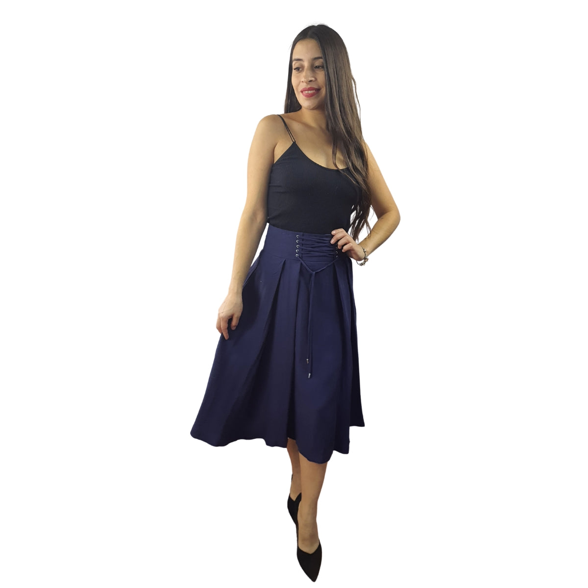 Falda Vero Moda Azul Oscuro Style ARIA SOFT MIDI SKIRT(VMC-SL)